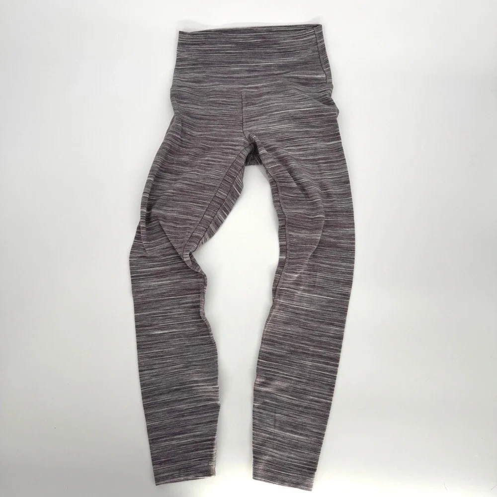 Lululemon Leggings SZ 4 Space Dye High Rise Yoga Athleisure Gorpcore Purple Grey